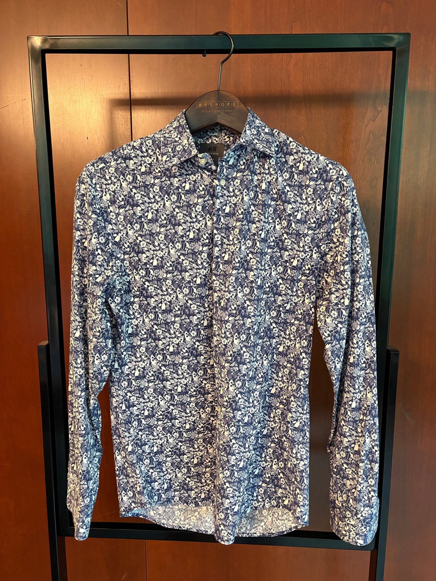 Floral Blue Dress Shirt (Size 15)