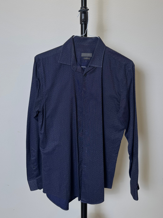 Pattern Blue Dress Shirt (Size 16)