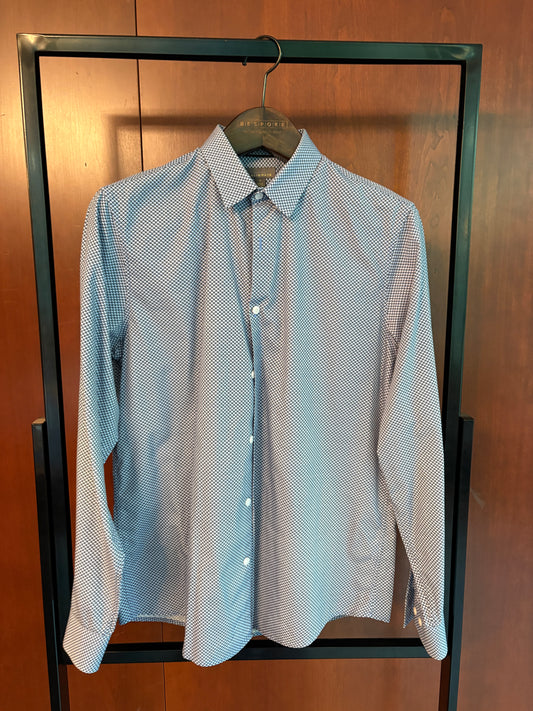 Patterned Blue Dress Shirt (Size 15)
