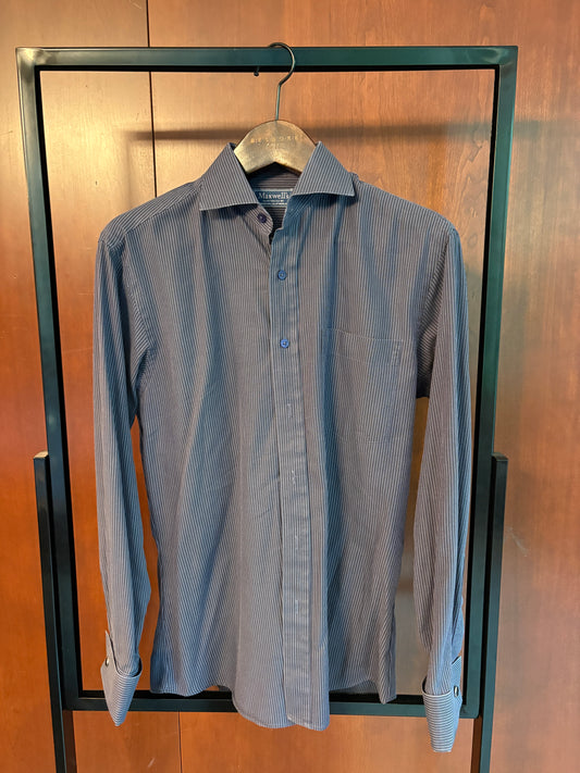 Striped Navy Blue Dress Shirt (Size 15)