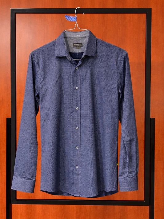 Patterned Navy Blue Dress Shirt